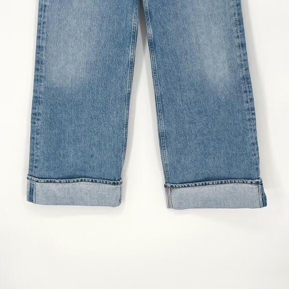 AGOLDE Dame High Rise Wide Leg Jeans Showdown Cuffed Women’s Size 23 100% Cotton - Picture 4 of 7